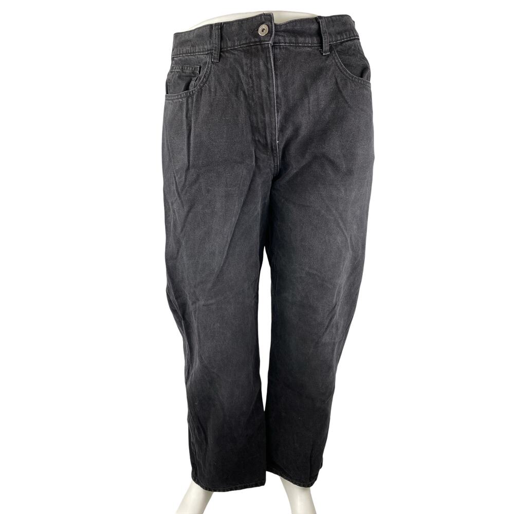 Collusion Women's Black Washed High Waisted Straight Leg Denim Jeans Size 34x32